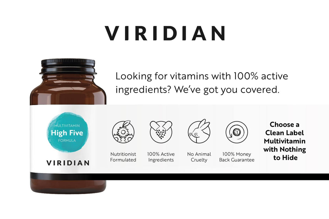 Viridian High Five monivitamiini 30 kaps (High Five Multivitamin & Mineral Formula)