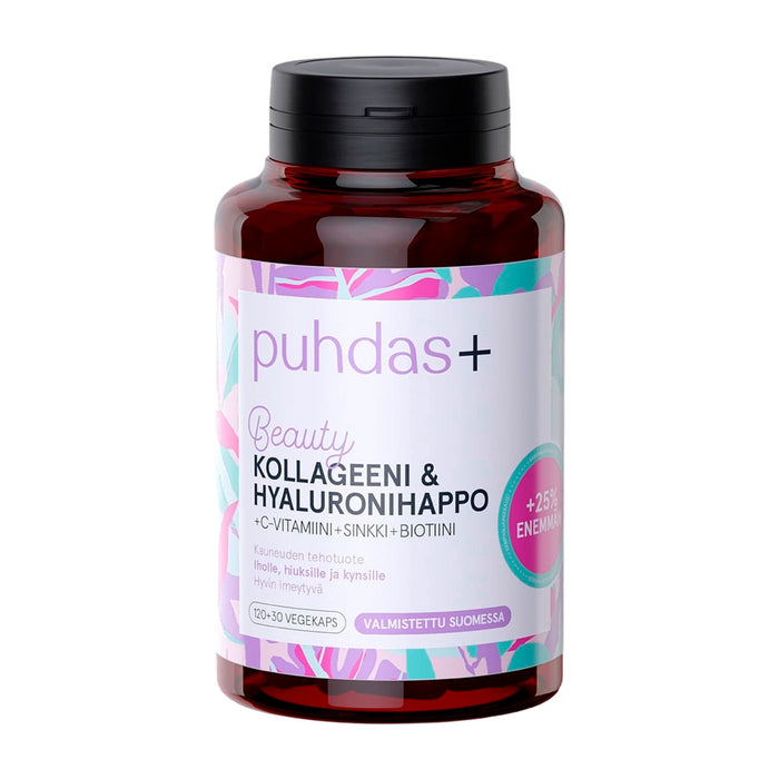 Puhdas+ Beauty Collagen & Hyaluron + C 120+30 vegekaps
