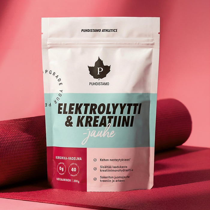 Elektrolyytti & Kreatiini -jauhe Kirsikka-Vadelma 200 g - Puhdistamo