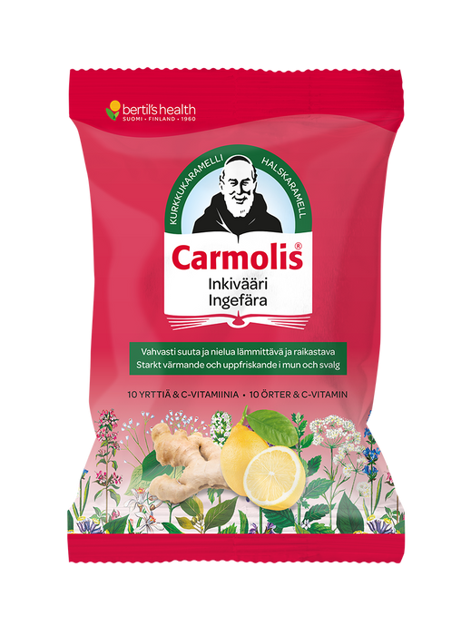 Carmolis Inkivääri yrttikaramelli 72g - Bertil's health